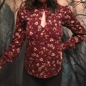 Socialite Burgundy Floral Blouse